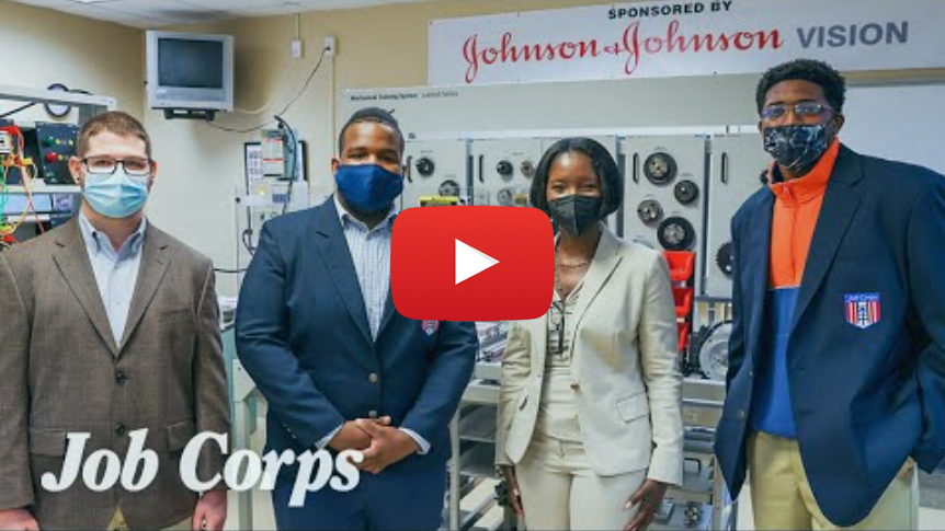 Job Corps Johnson and Johnson Vision Partnership video thumbnail. 